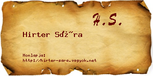 Hirter Sára névjegykártya